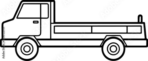flatbed truck outline vector illustration line art