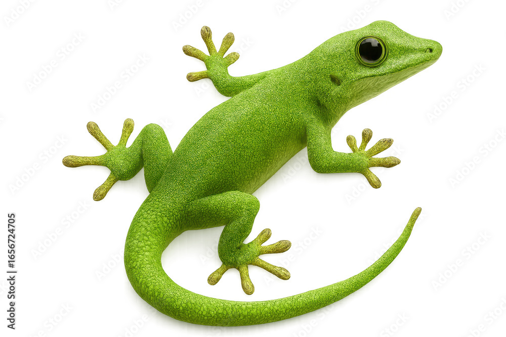 Obraz premium Vibrant green gecko reptile, isolated on a transparent background, studio shot