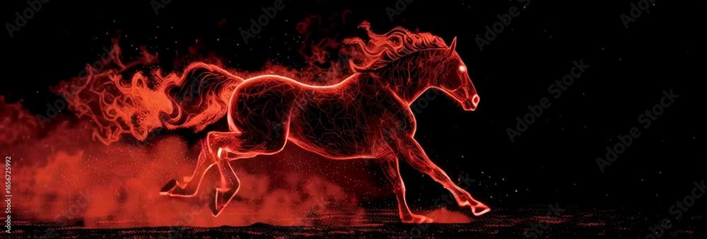custom made wallpaper toronto digitalGlowing digital horse in red neon light . New year 2026 horse