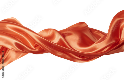 Twisted Orange Satin Fabric with Glossy Texture and Elegant Draping