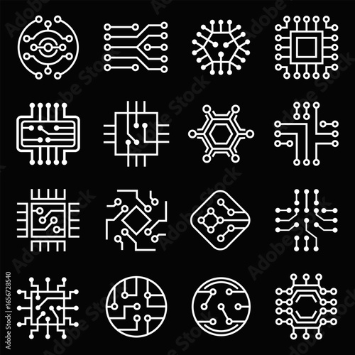 Technology Circuit Microchip Vector Set