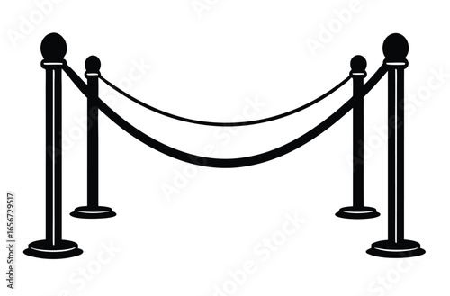 Black stanchions with rope barrier for crowd control and event access