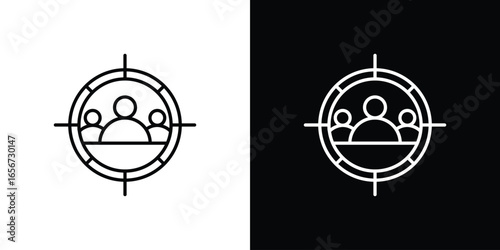 Target Group Icon in Crosshairs with White and Black Backgrounds