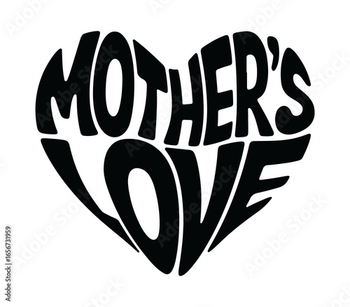 Mother’s Love – Heart-Shaped Typography Design for Motherhood, Family, and Love Themes