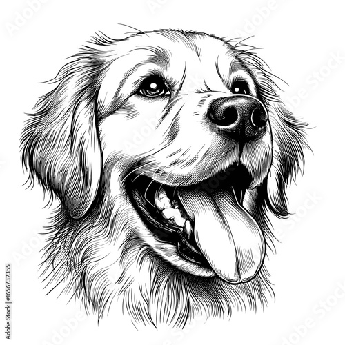Happy dog panting against plain background