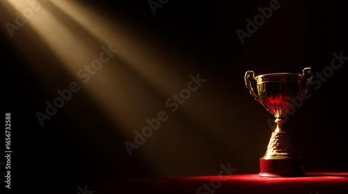 podium with red and gold