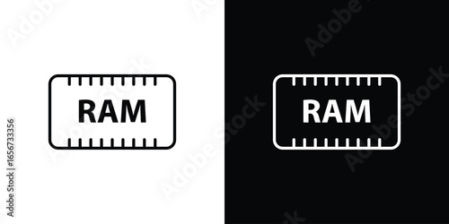 RAM Icon in Black and White with Solid Backgrounds