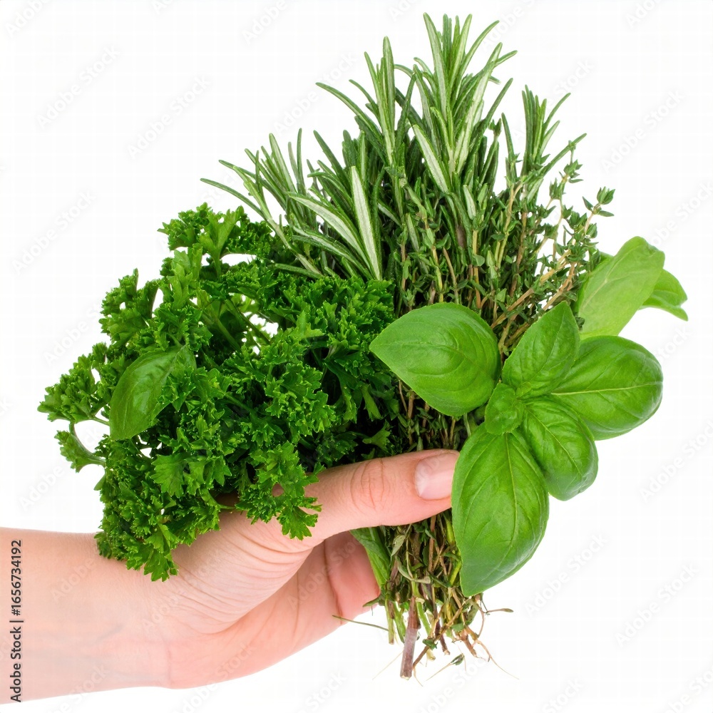 fresh herbs on white background fresh herbs on white background