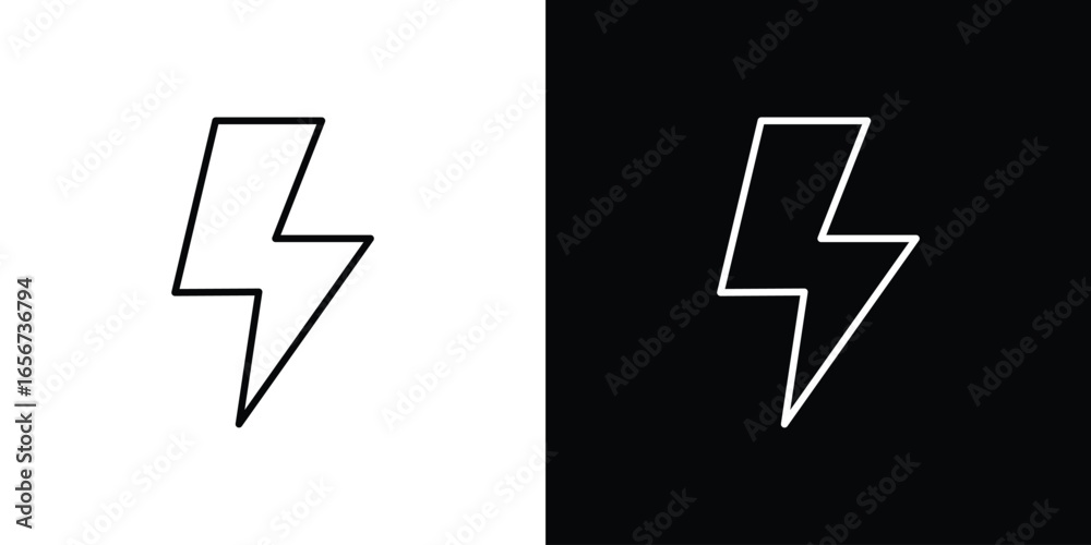 Fototapeta premium Lightning Bolt Icon Isolated on White and Black Backgrounds