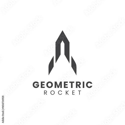 Minimalist Line Style Rocket Ship Launching Symbol for Space Exploration