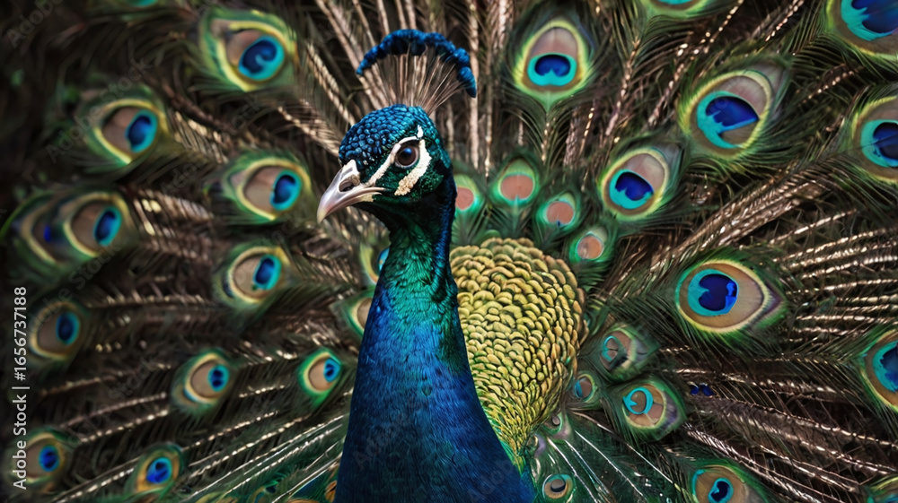 Fototapeta premium peacock feather close up