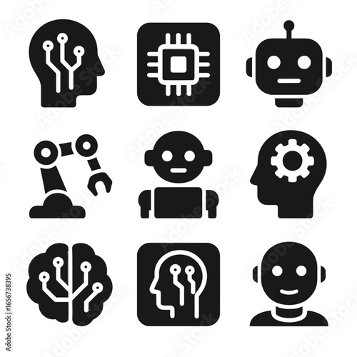 vector icon pack of artificial intelligence and robotics
