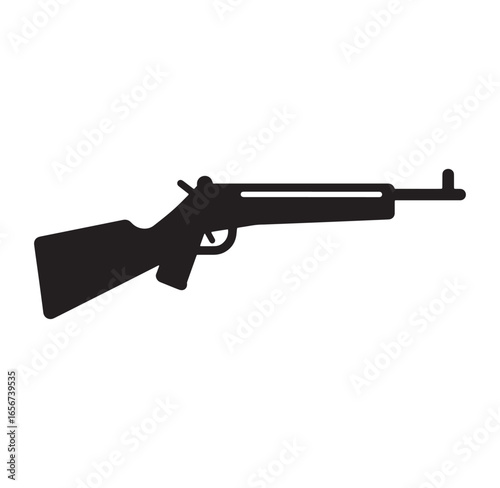 Simple black silhouette illustration of a rifle weapon for concepts and designs