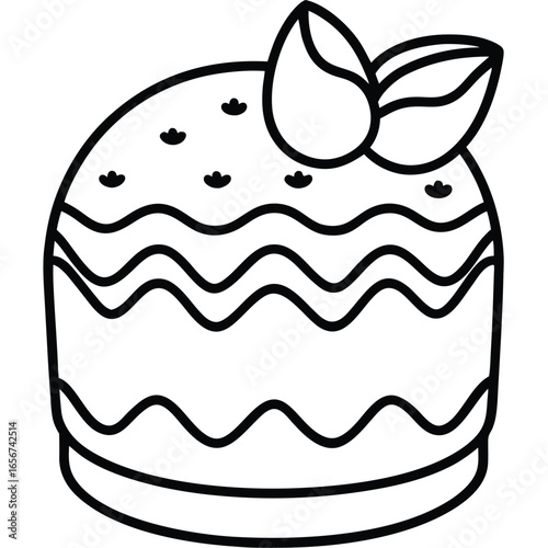 Minimal Easter Cake Line Drawing