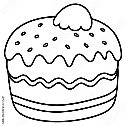 Minimal Easter Cake Line Drawing