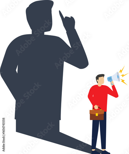 Shut up, the shadow of the speaker who took the loudspeaker turned into a shut u

