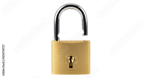 Isolated unlocked padlock