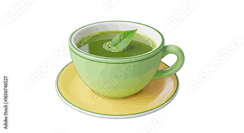 Refreshing Matcha Green Tea in a Green Cup