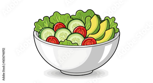 Fresh and Healthy Salad Bowl Illustration Vegetables and Greens for a Nutritious Meal
