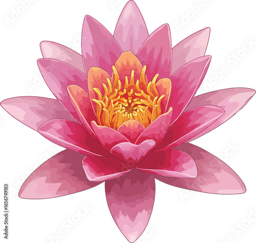 Pink water lily blossom isolated