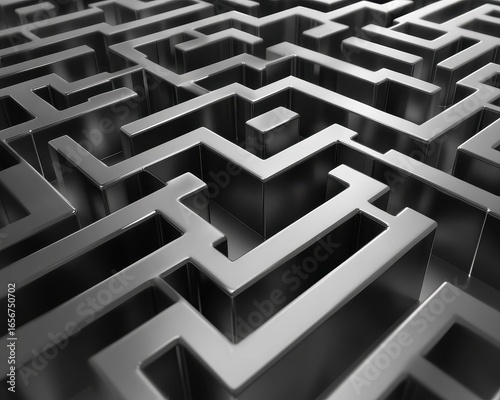 Wallpaper Mural Monochrome abstract business maze made of sharp metal lines, concept of corporate complexity. Torontodigital.ca