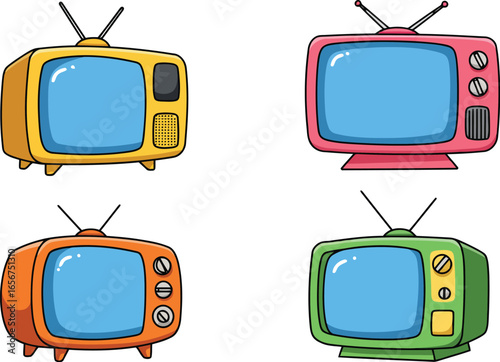 Retro tv set collection vintage entertainment icons