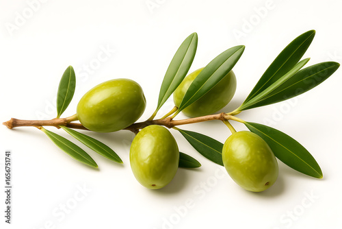 Wallpaper Mural Fresh green olives hanging on a branch with leaves in natural light Torontodigital.ca