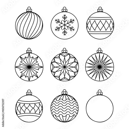 Christmas ornament coloring page vector for kids and adults holiday season festive decoration