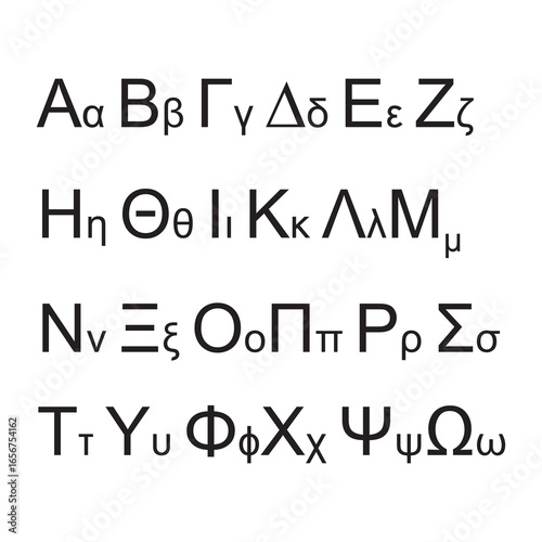 Greek Alphabet Display Capital and Lowercase Letters