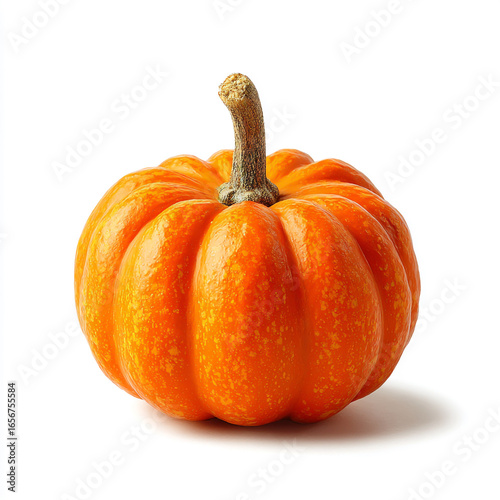 Vibrant Orange Pumpkin Isolated on White Background Celebrating Autumn Harvest and Thanksgiving Season with Natural Ribs and Stem Detail Fresh from the Farm