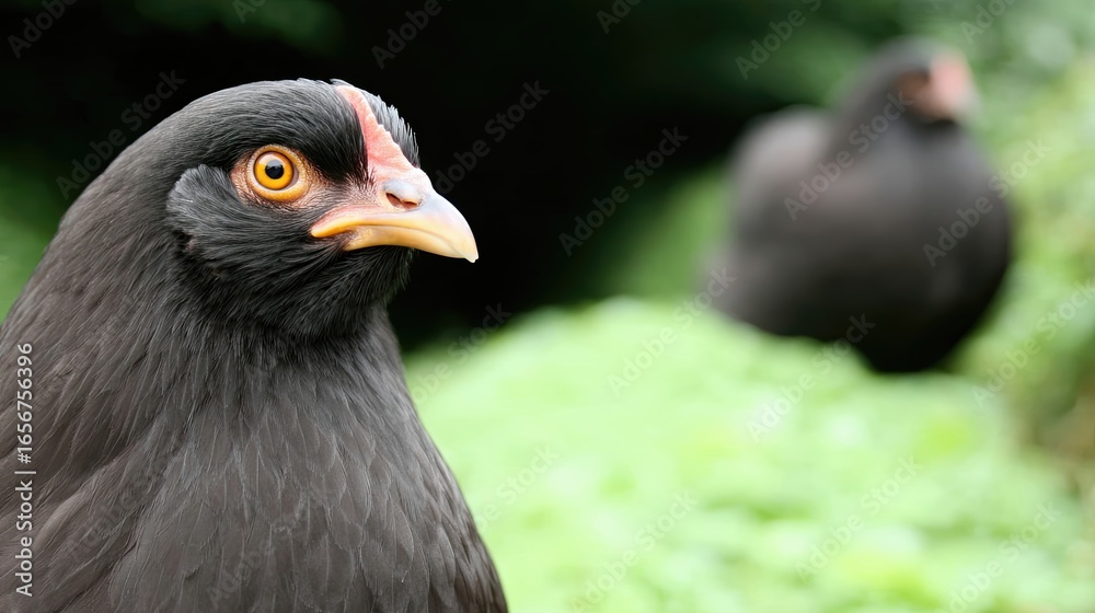 Obraz premium Chickens Explore Their Free Range Habitat in a Lush Green Environment Enjoying the Outdoors