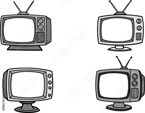 Retro tv set collection vintage television icons