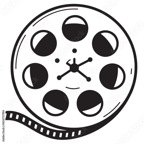 Classic black and white movie film reel representing cinema and film industry