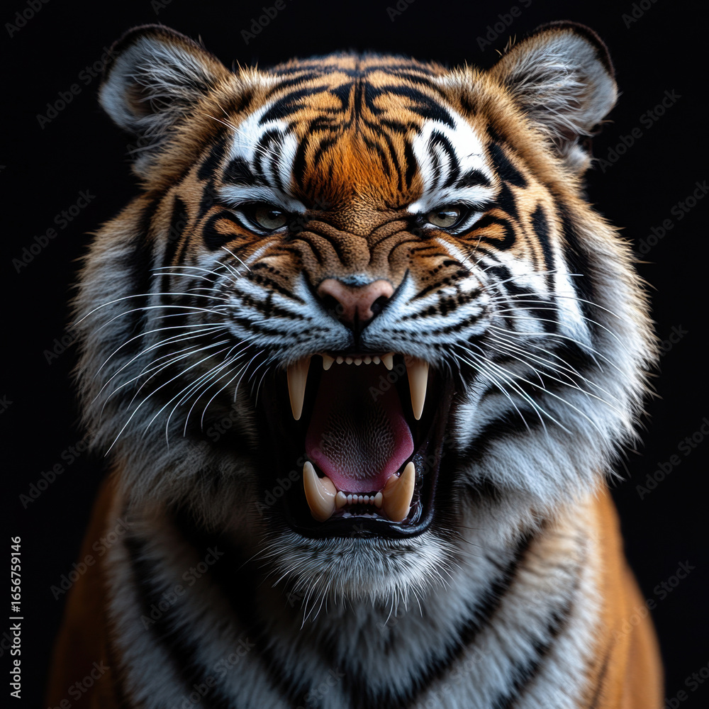 Obraz premium Tiger with mouth wide open.