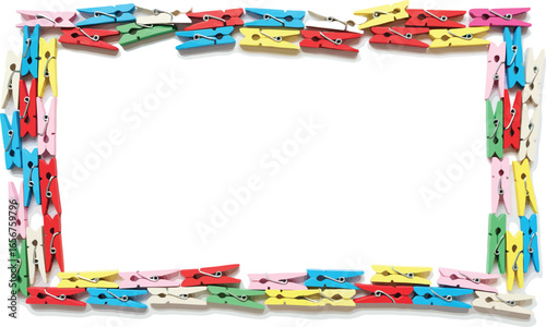 Colorful clothespin frame border fun craft diy element