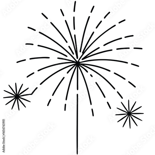 Minimal Fireworks Line Art Vector