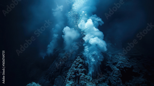 Deep sea hydrothermal vent releasing mineral-rich plumes
