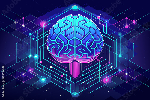 Visualize the future of intelligence with this stunning digital brain network, showcasing complex connections and vibrant neon technology for AI and data innovation concepts.