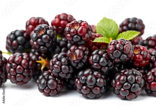 Wallpaper Mural A cluster of plump, ripe blackberries, glistening with juice, isolated against a clean white background,  sweet,  high resolution Torontodigital.ca