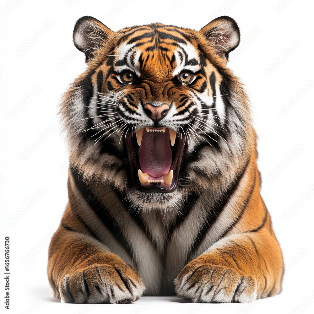 Obraz premium Tiger roaring fiercely.