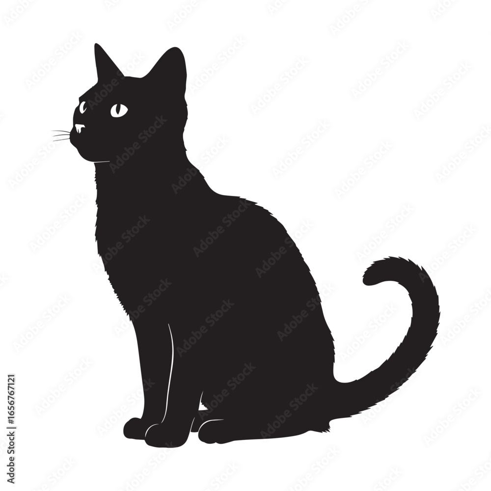 Obraz premium Cat Silhouette Vector PNG Transparent Background EDITABLE