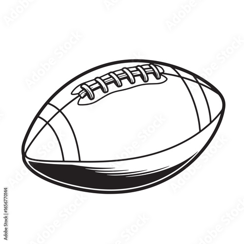 Black and white illustrated american football detailed vector graphic design isolated element