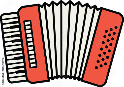 Accordion Musical Instrument for Oktoberfest Bavarian Folk Festival. Perfect for cultural music design, German celebration, and European heritage themes