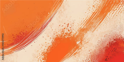 Abstract orange vector background with circular patterns and decorative waves
