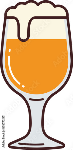 A stylized illustration of a beer glass filled with foamy, golden ale. Oktoberfest Beer Festival.