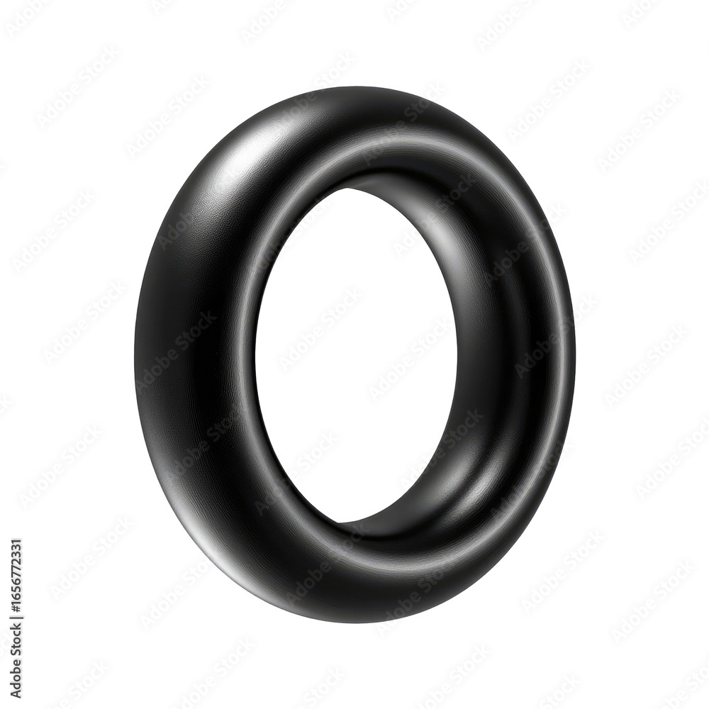 Black rubber ring, smooth, circular, 3D model Black rubber ring, smooth, circular, 3D model