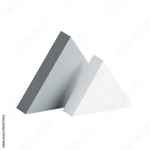 Two stylized, light gray mountains, rendered in a low-poly, 3D-like style, with subtle shading