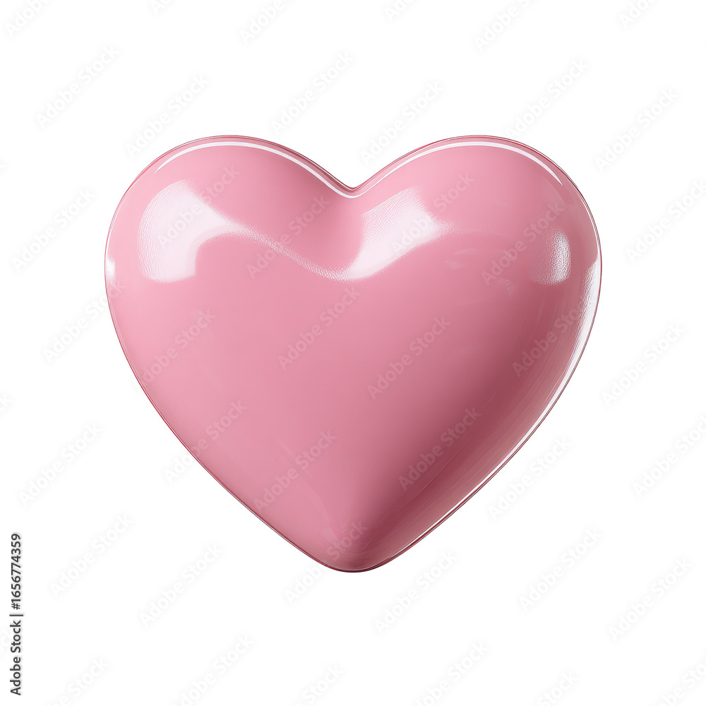 A glossy, vibrant pink heart shape