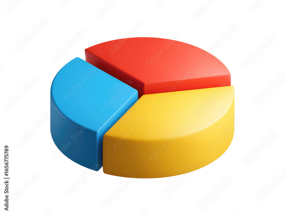 Obraz premium 3D pie chart, colorful segments (1)