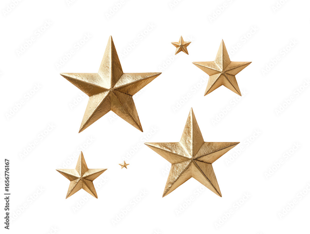Obraz premium Gold stars, various sizes, on a black background
